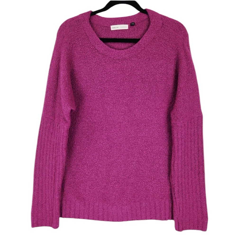 Anthropologie Sleeping on Snow Fuchsia Crew Neck Sweater Size‎ Small Oversized
